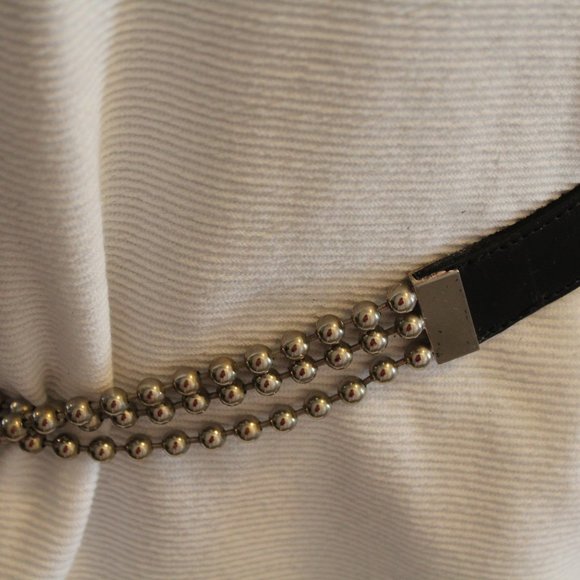 Iceberg Jeans Black Leather-Silver Tone Bead Belt main image 6